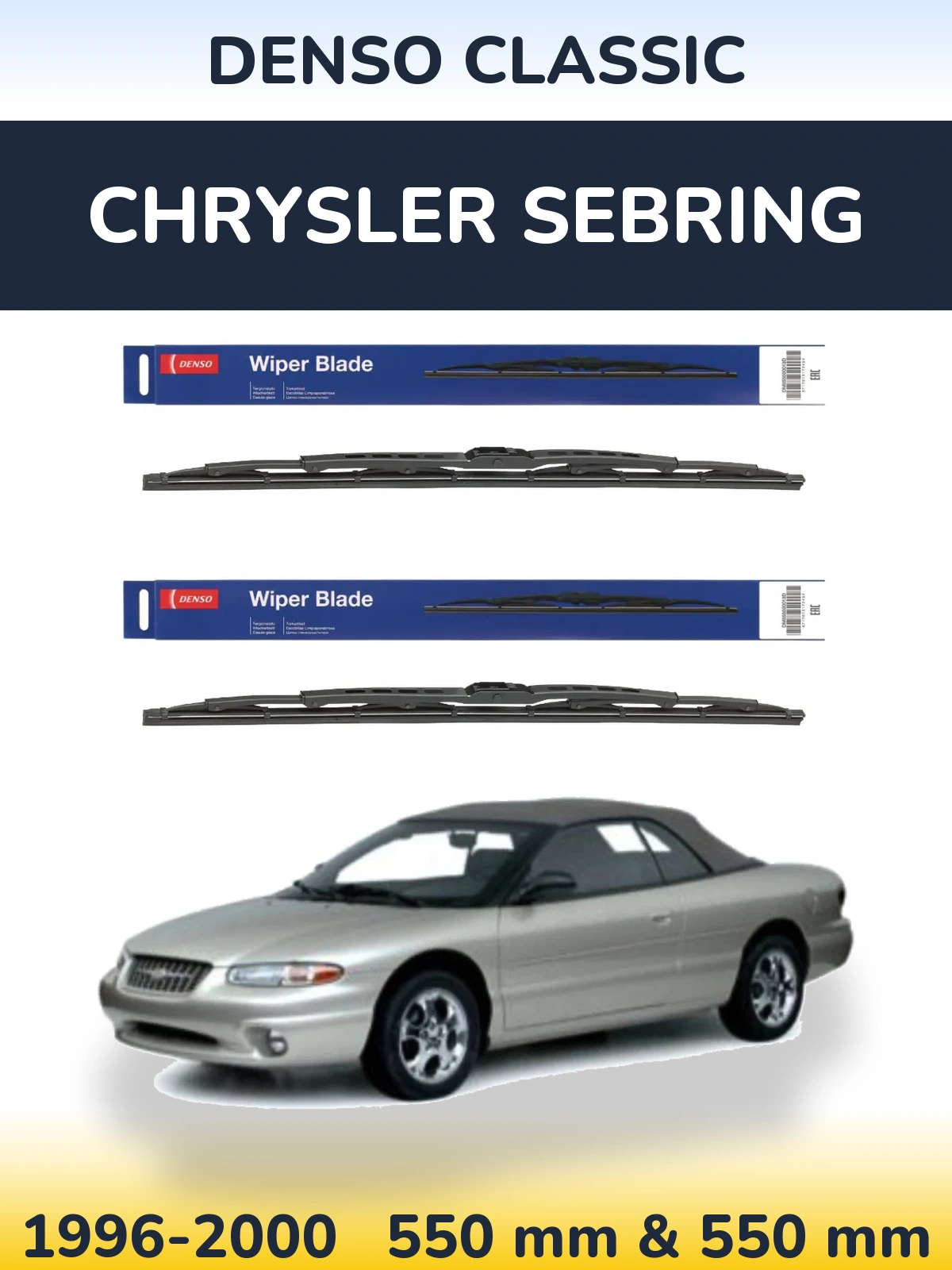 Front wiper blade set Denso Classic 550 & 550 mm for Chrysler Sebring 1996-2000