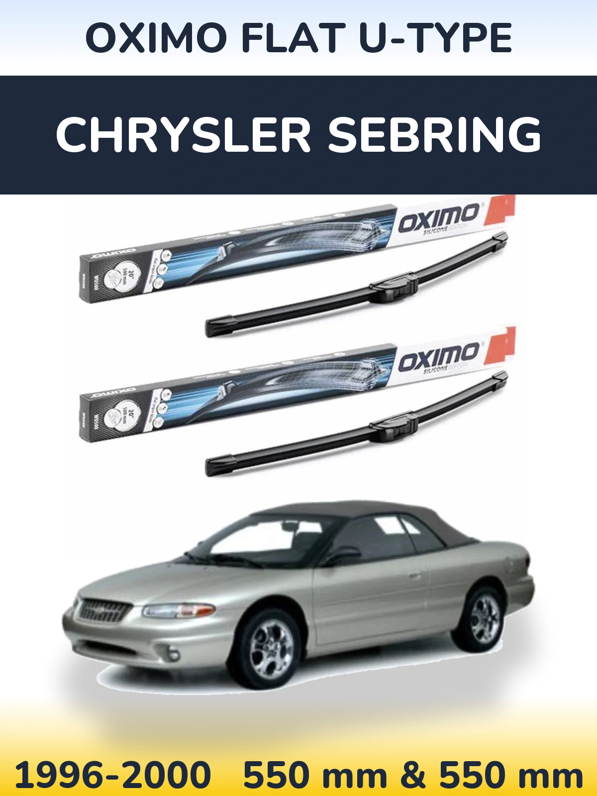 Комплект передних дворников Oximo Flat U-type 550 & 550 мм для Chrysler Sebring 1996-2000