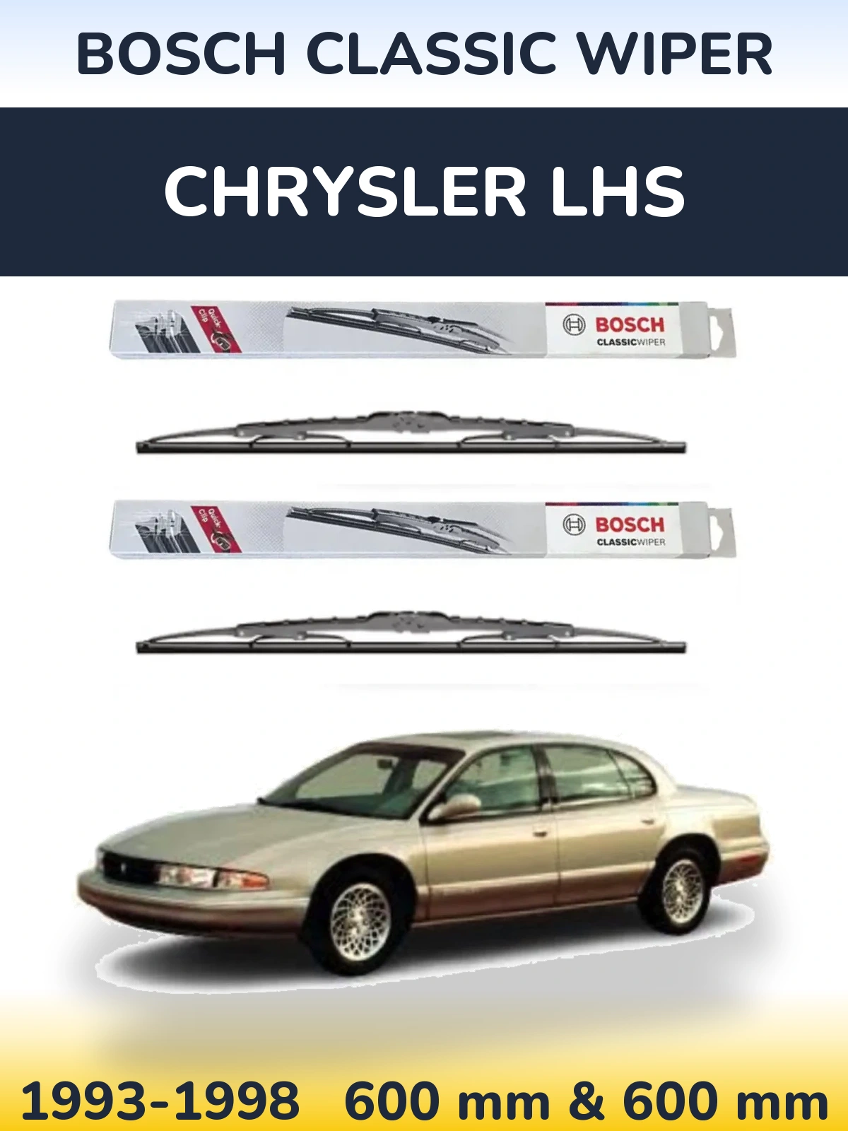 Komplet przednich wycieraczek BOSCH Classic Wiper 600 & 600 mm do Chrysler LHS 1993-1998