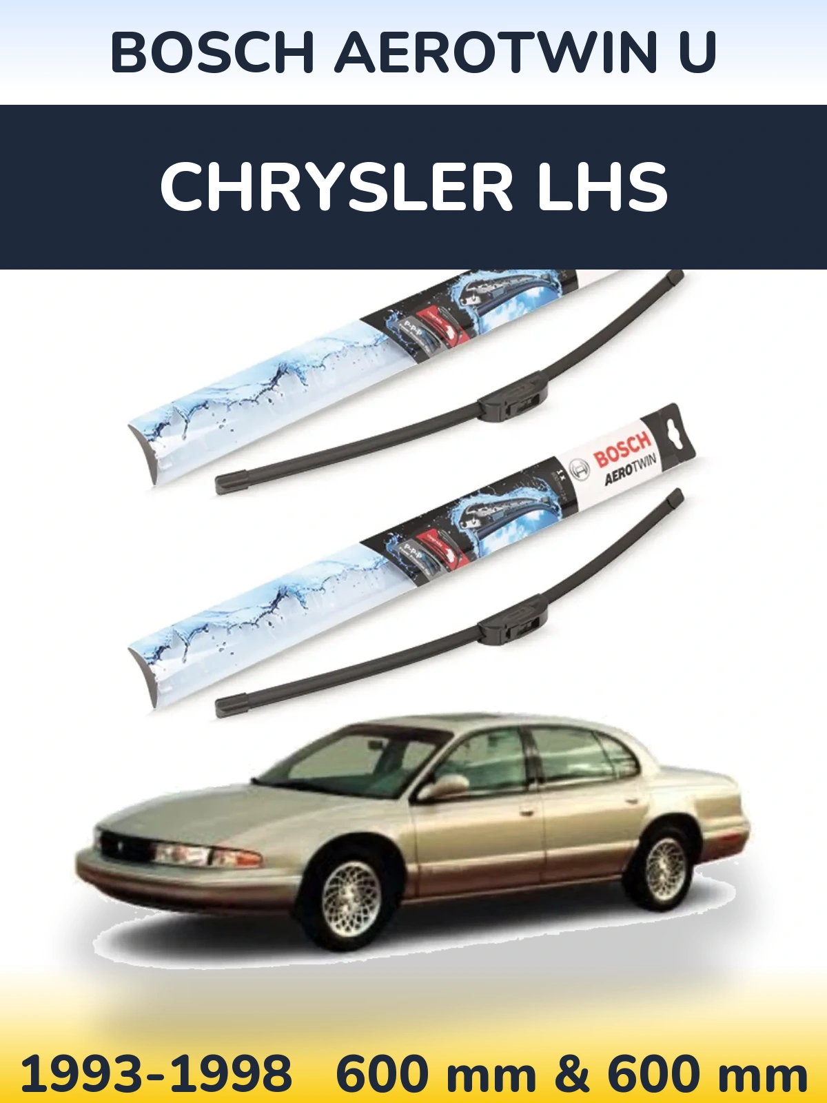 Komplet przednich wycieraczek BOSCH AeroTwin U 600 & 600 mm do Chrysler LHS 1993-1998