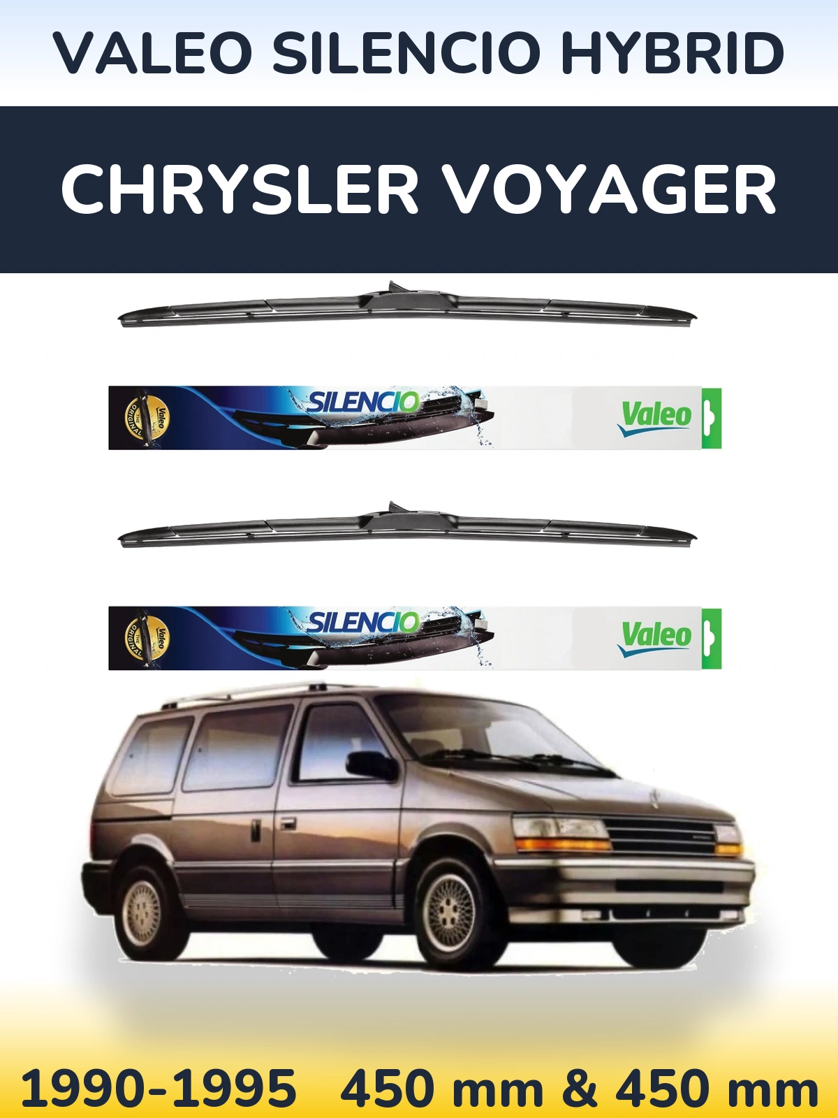 Комплект передних дворников Valeo Silencio Hybrid 450 & 450 мм для Chrysler Voyager 1990-1995