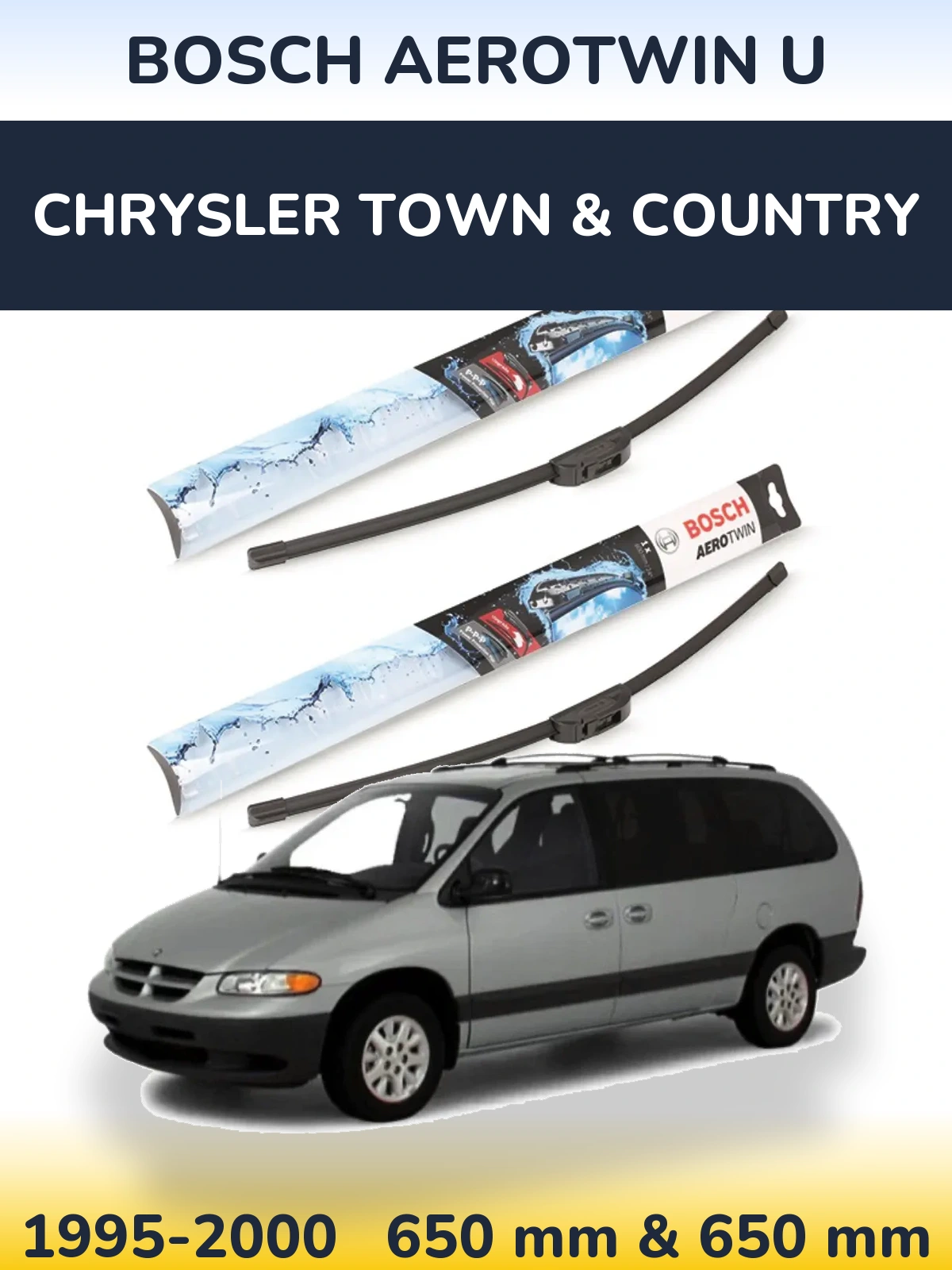 Комплект передних дворников BOSCH AeroTwin U 650 & 650 мм для Chrysler Town & Country 1995-2000