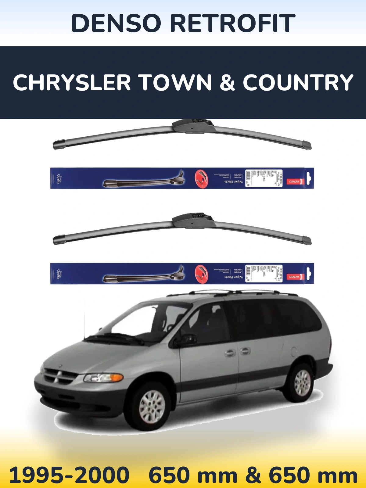 Комплект передних дворников Denso Retrofit 650 & 650 мм для Chrysler Town & Country 1995-2000