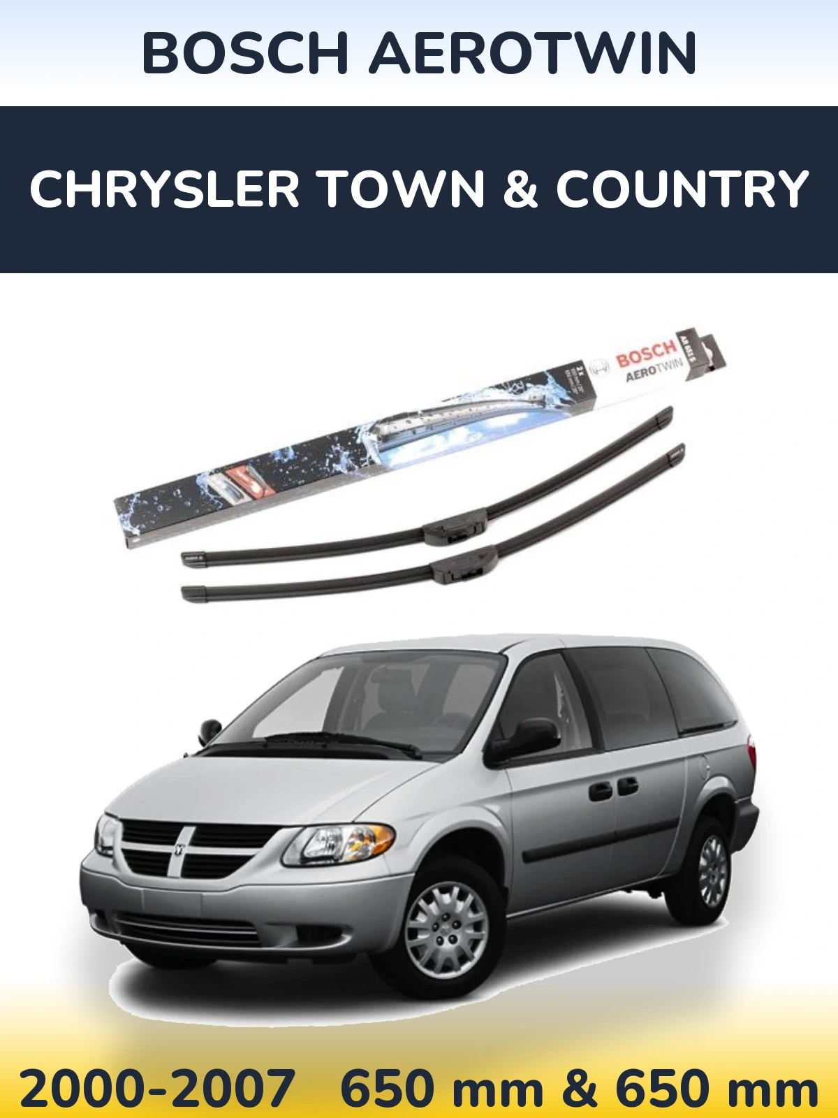 Komplet przednich wycieraczek BOSCH AeroTwin 650 & 650 mm do Chrysler Town & Country 2000-2007