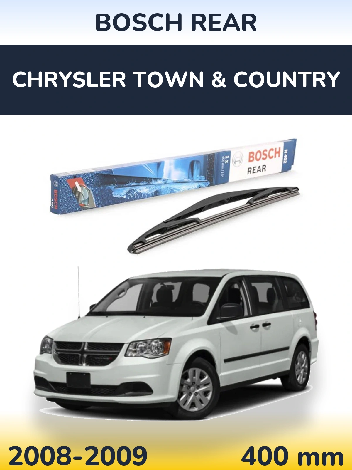 Rear wiper blade BOSCH Rear 400 mm for Chrysler Town & Country 2008-2009