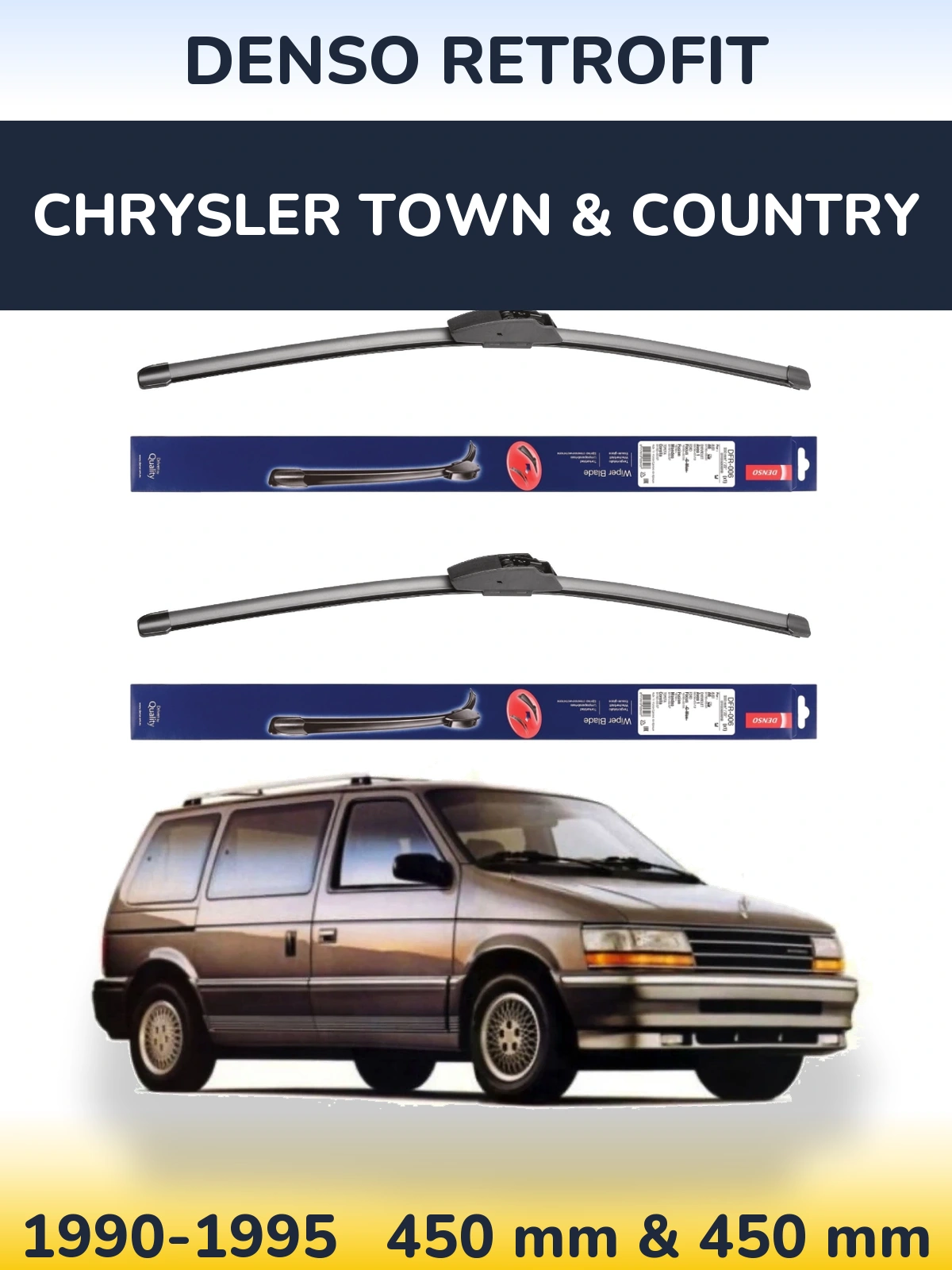 Комплект передніх щіток Denso Retrofit 450 & 450 мм для Chrysler Town & Country 1990-1995