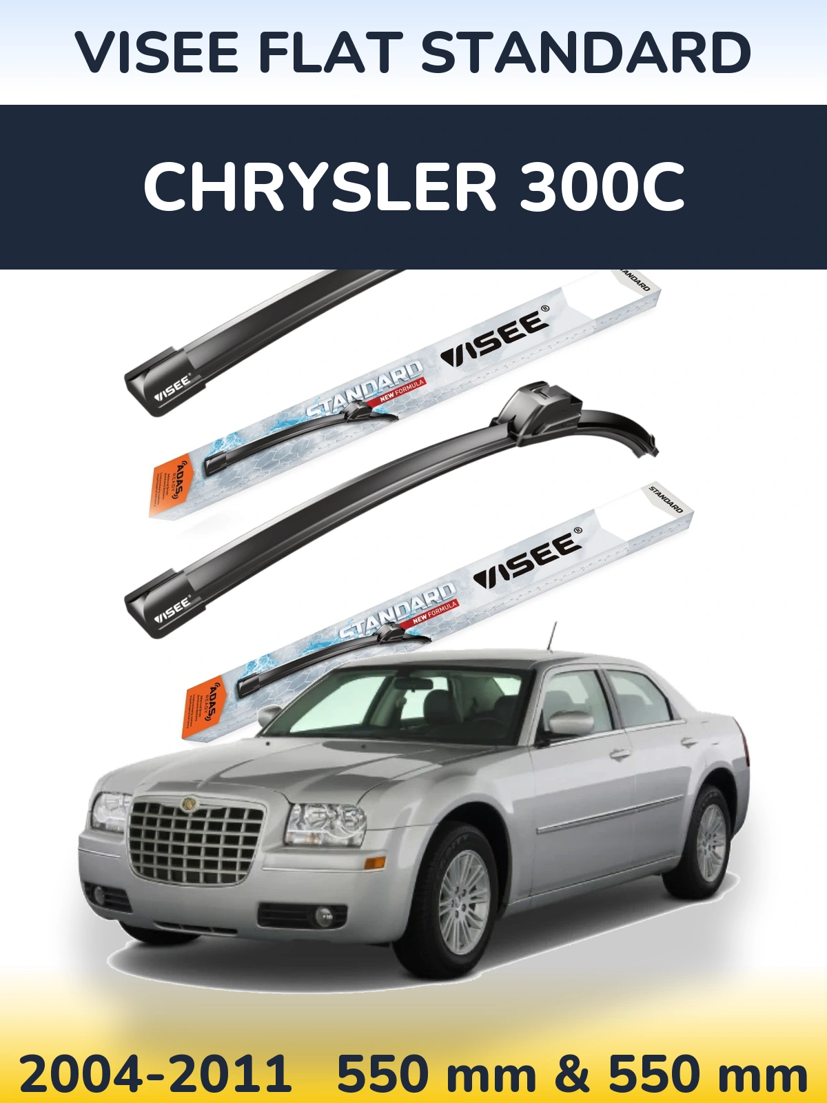 Комплект передних дворников VISEE FLAT STANDARD 550 & 550 мм для Chrysler 300C 2004-2011