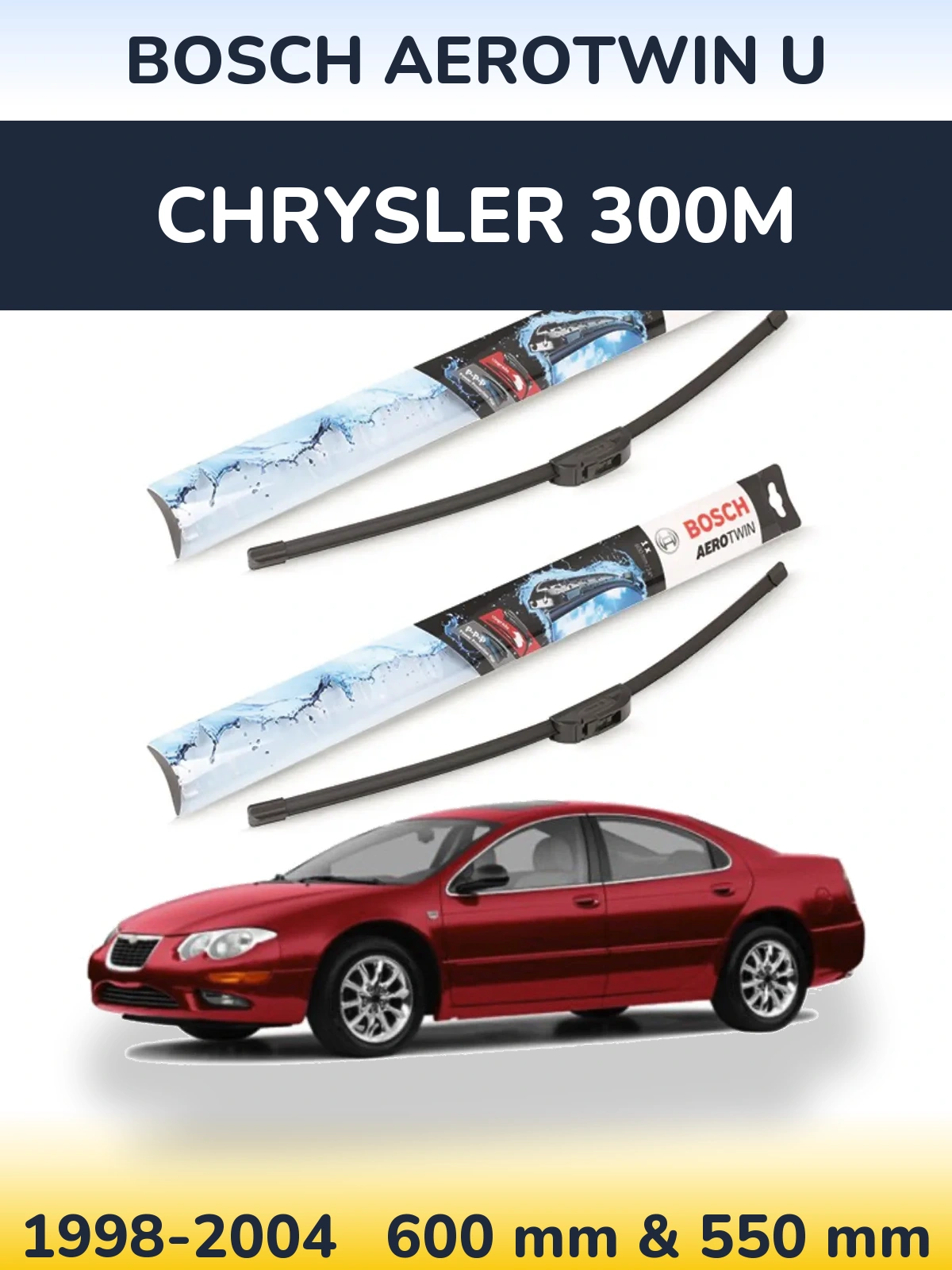 Комплект передних дворников BOSCH AeroTwin U 600 & 550 мм для Chrysler 300M 1998-2004