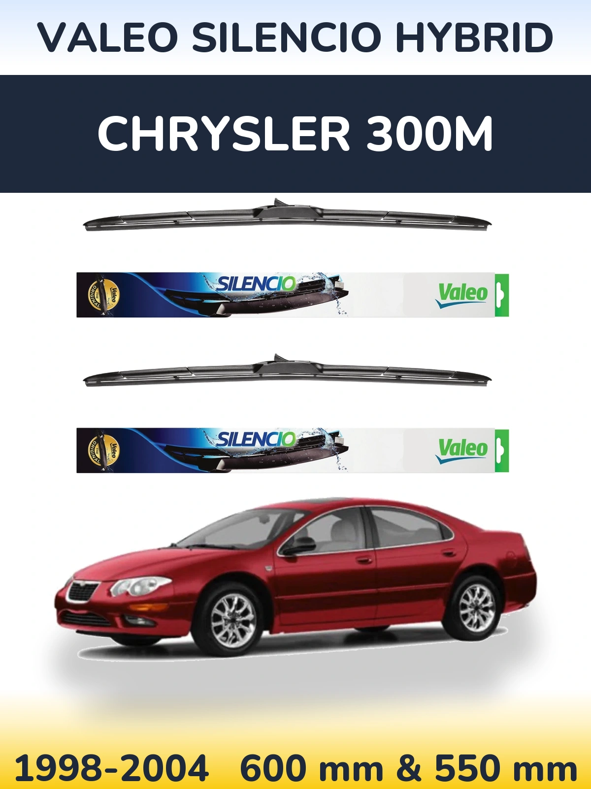 Комплект передних дворников Valeo Silencio Hybrid 600 & 550 мм для Chrysler 300M 1998-2004
