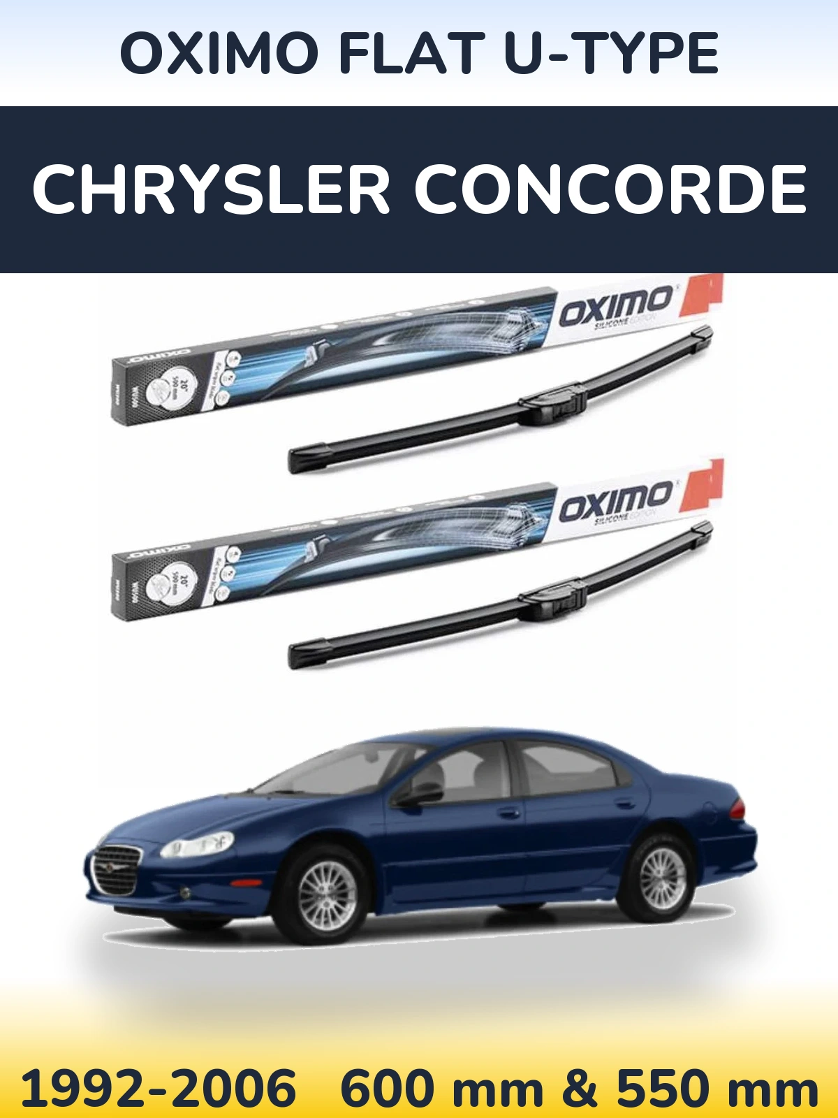 Комплект передніх щіток Oximo Flat U-type 600 & 550 мм для Chrysler Concorde 1992-2006