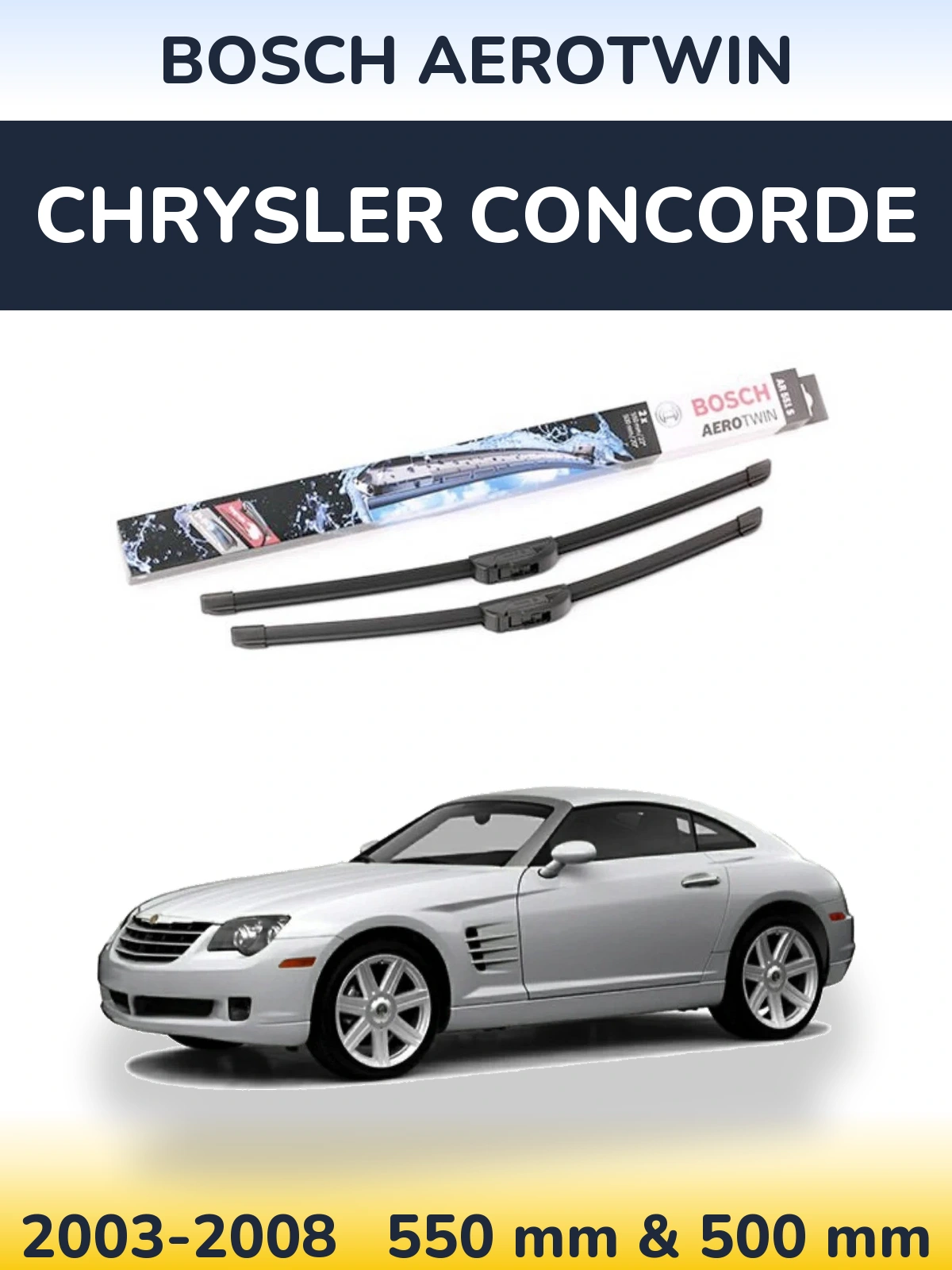 Komplet przednich wycieraczek BOSCH AeroTwin 550 & 500 mm do Chrysler Concorde 2003-2008