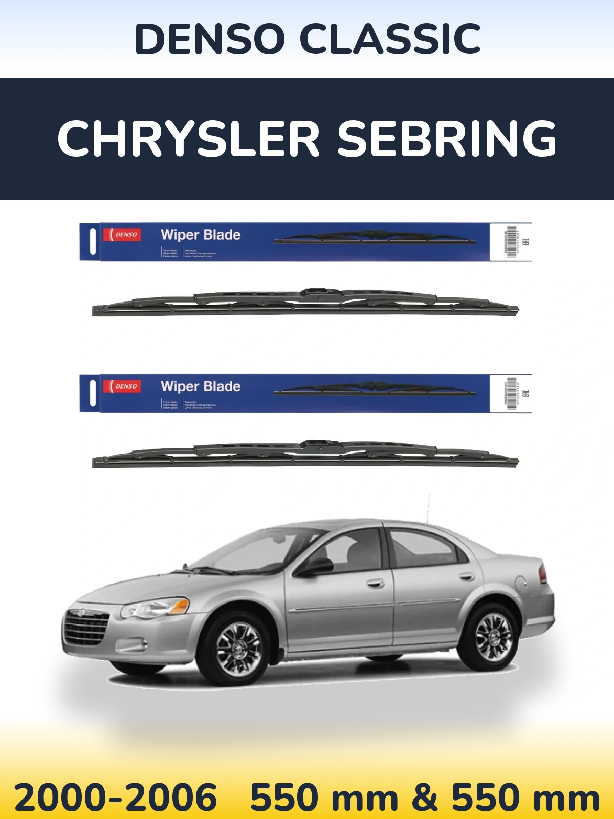 Komplet przednich wycieraczek Denso Classic 550 & 550 mm do Chrysler Sebring 2000-2006