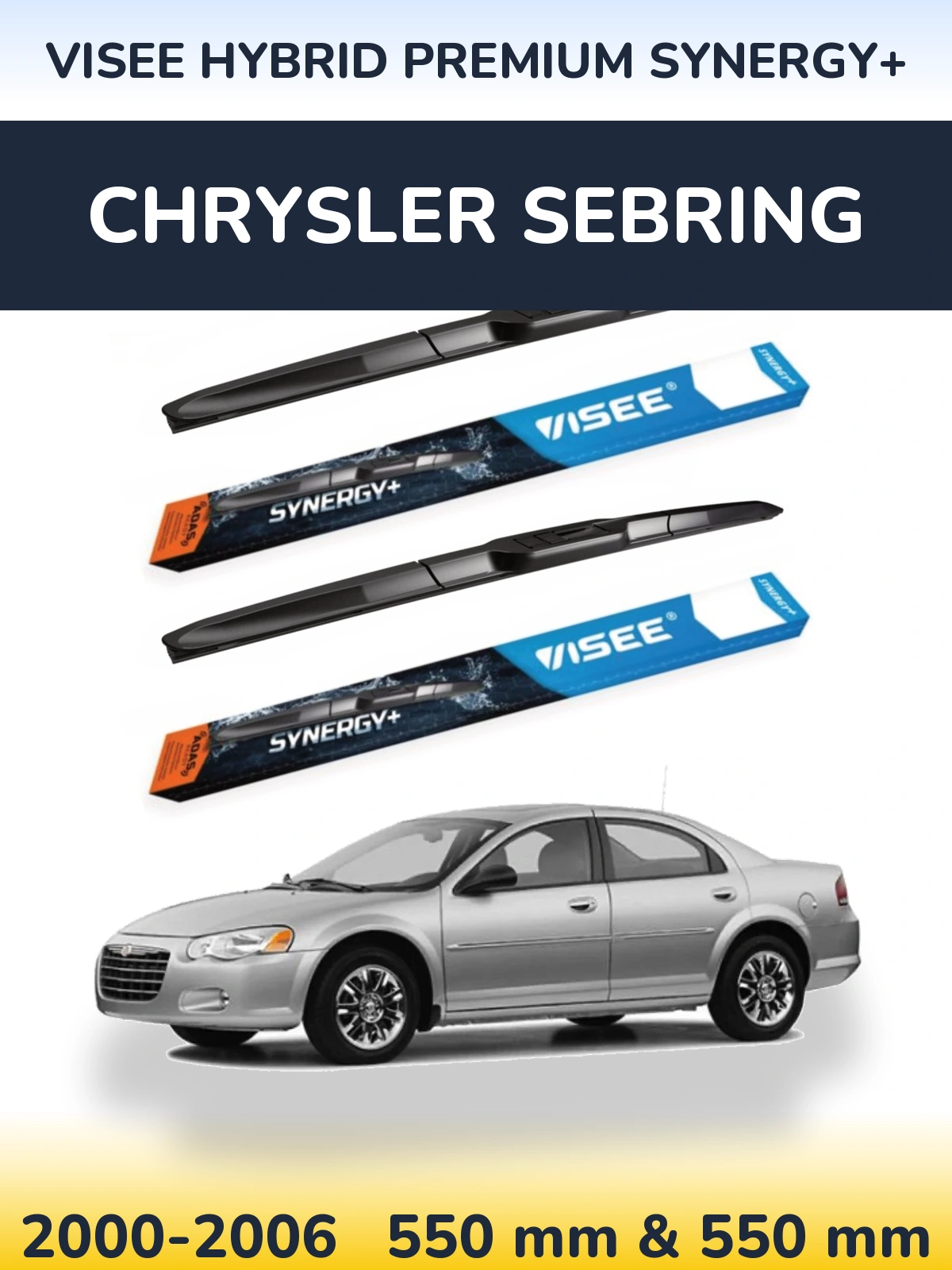 Front wiper blade set VISEE HYBRID PREMIUM SYNERGY+ 550 & 550 mm for Chrysler Sebring 2000-2006