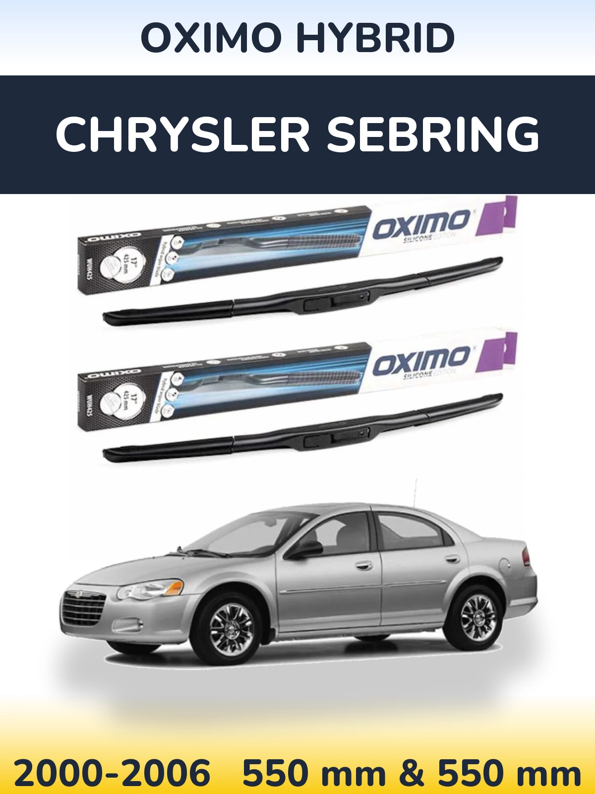 Komplet przednich wycieraczek Oximo Hybrid 550 & 550 mm do Chrysler Sebring 2000-2006