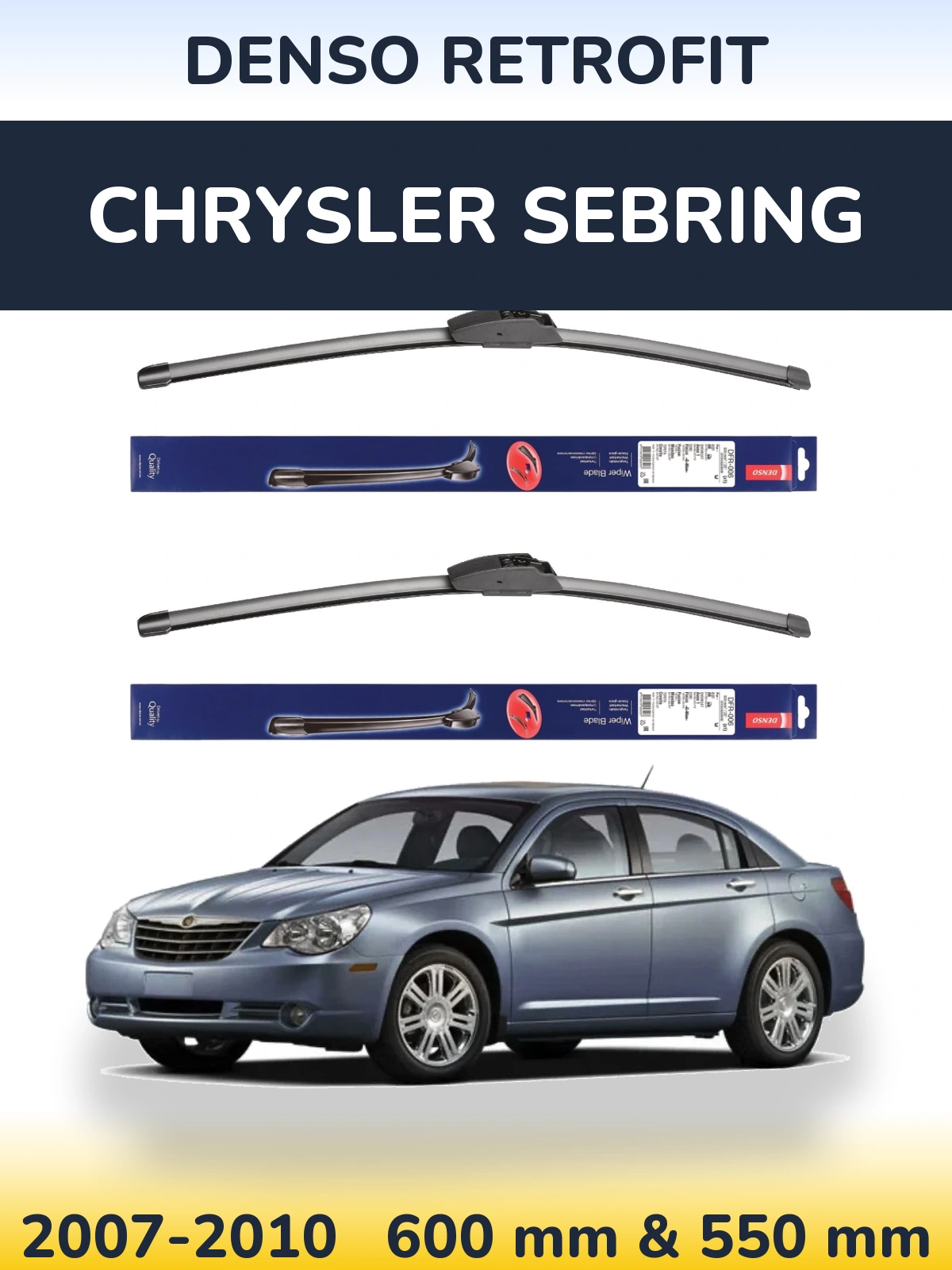 Komplet przednich wycieraczek Denso Retrofit 600 & 550 mm do Chrysler Sebring 2007-2010