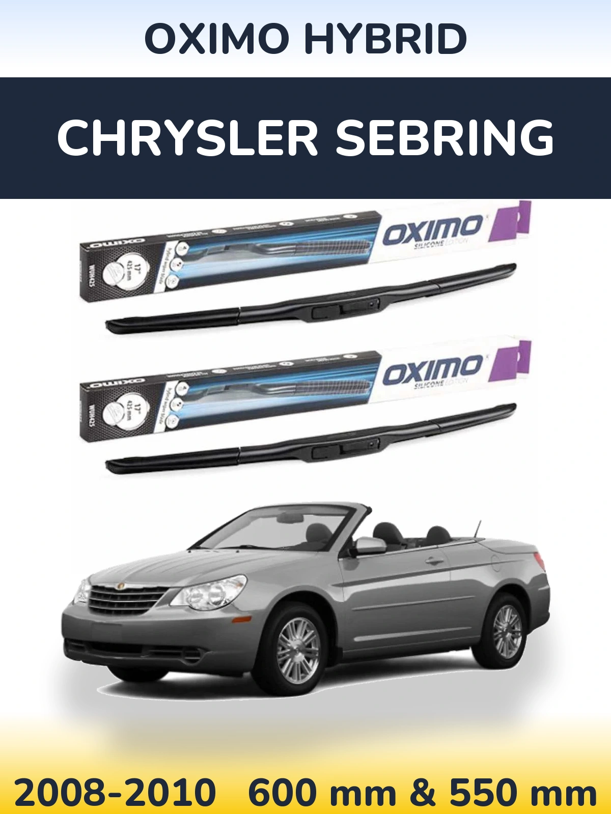 Komplet przednich wycieraczek Oximo Hybrid 600 & 550 mm do Chrysler Sebring 2008-2010