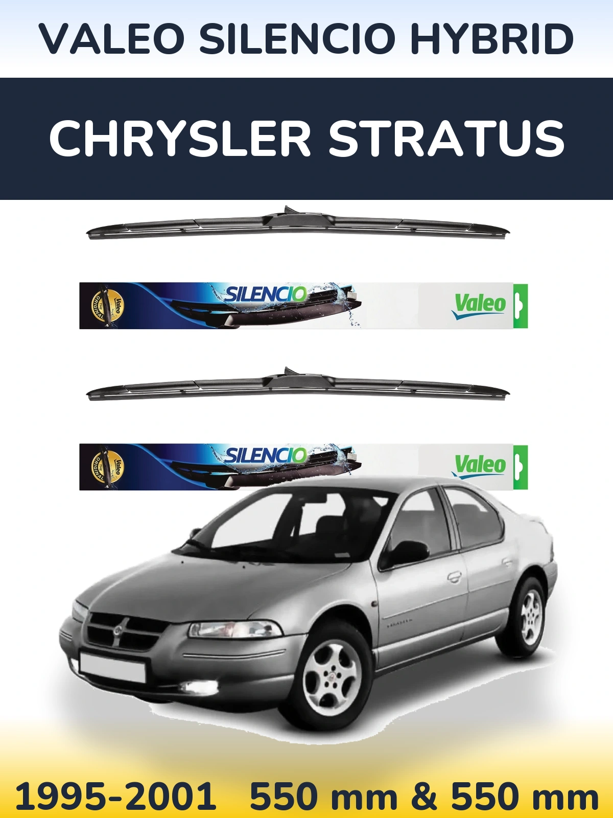 Komplet przednich wycieraczek Valeo Silencio Hybrid 550 & 550 mm do Chrysler Stratus 1995-2001