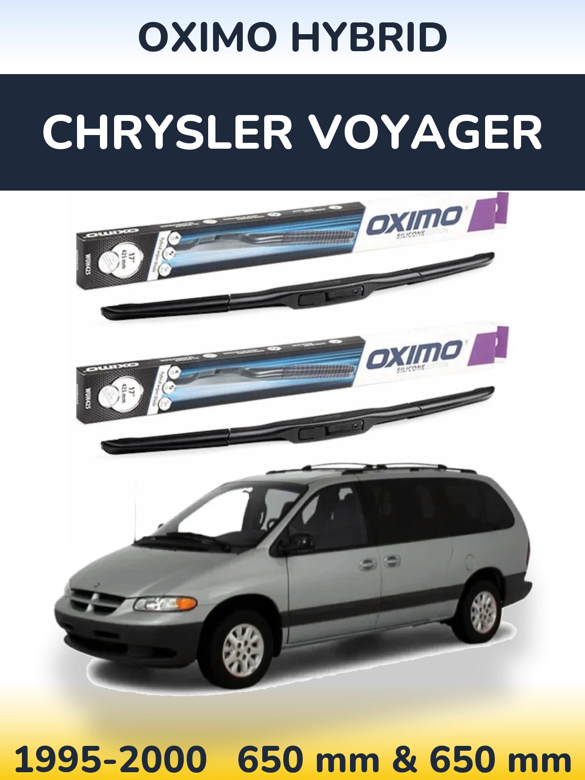 Комплект передних дворников Oximo Hybrid 650 & 650 мм для Chrysler Voyager 1995-2000