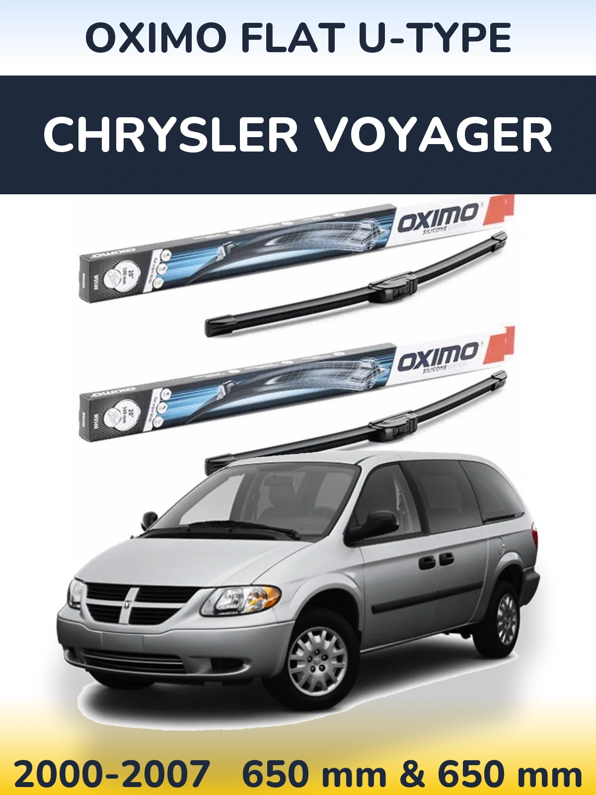Комплект передніх щіток Oximo Flat U-type 650 & 650 мм для Chrysler Voyager 2000-2007