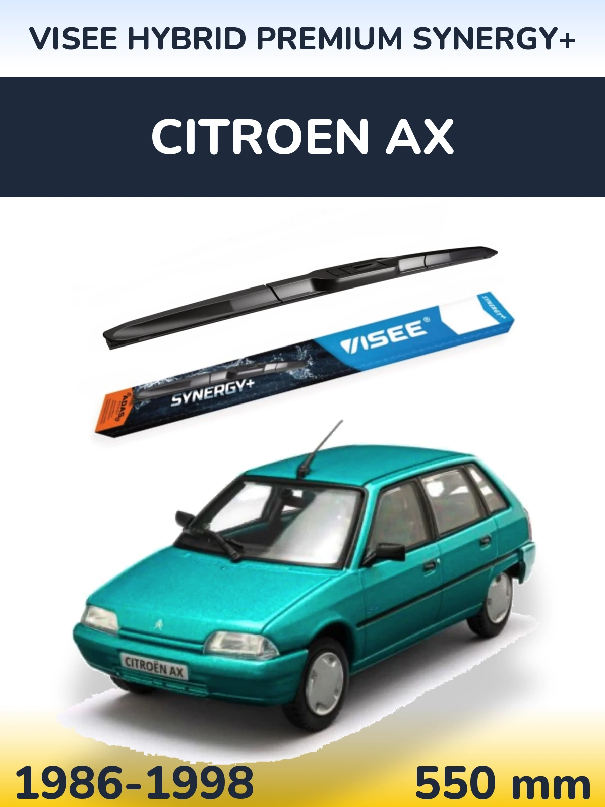 Передний дворник VISEE HYBRID PREMIUM SYNERGY+ 550 мм для Citroen AX 1986-1998