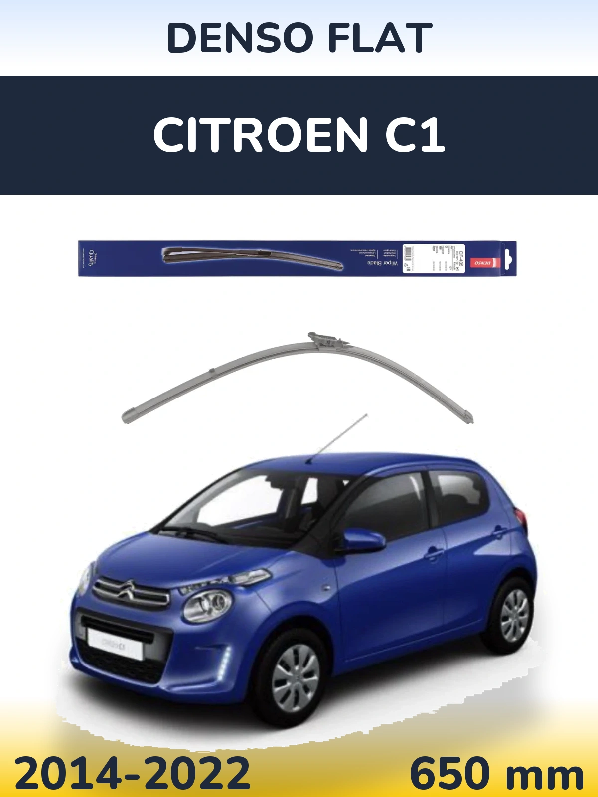 Передний дворник Denso Flat 650 мм для Citroen C1 2014-2022
