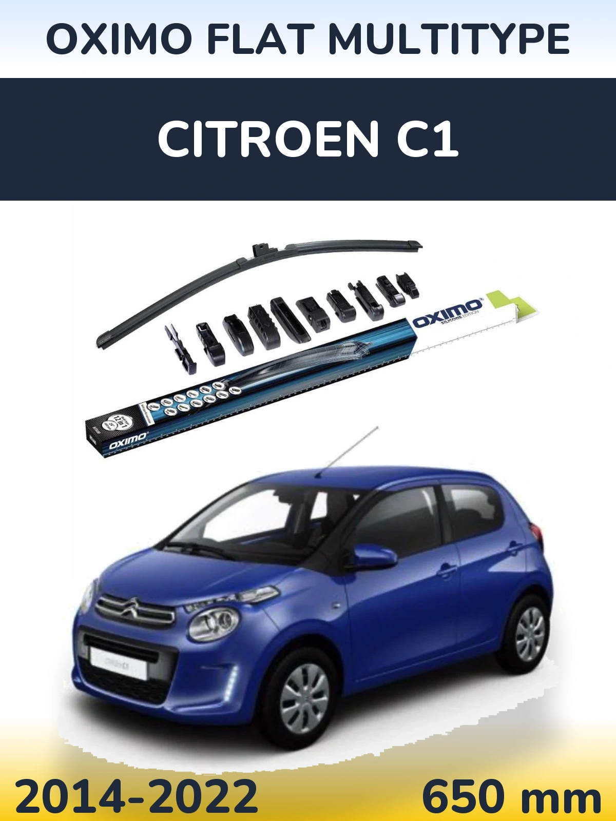 Przednia wycieraczka Oximo Flat MultiType 650 mm do Citroen C1 2014-2022