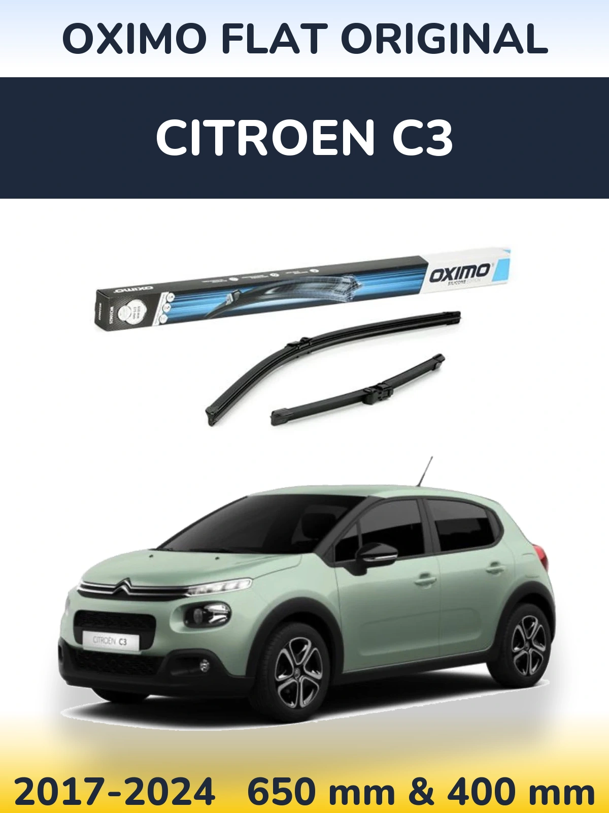 Komplet przednich wycieraczek Oximo Flat Original 650 & 375 mm do Citroen C3 2017-2024