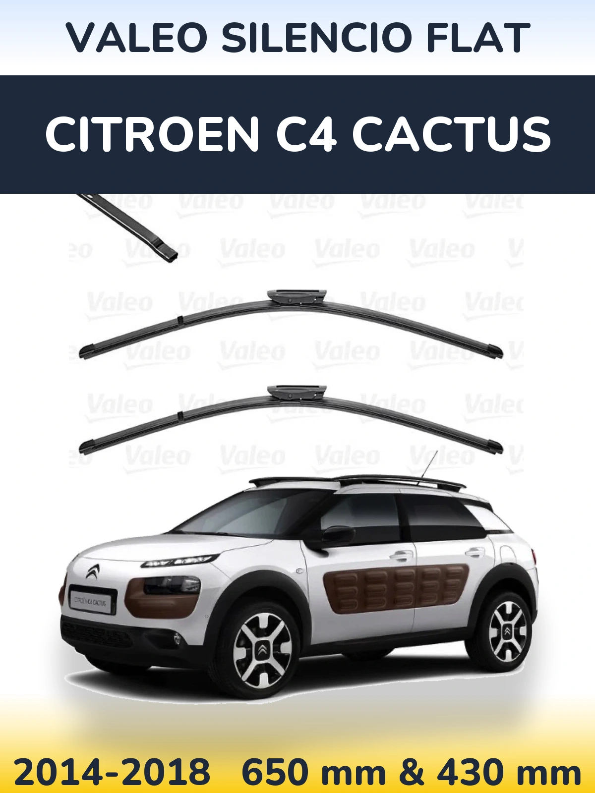 Комплект передніх щіток Valeo Silencio Flat 650 & 430 мм для Citroen C4 Cactus 2014-2018