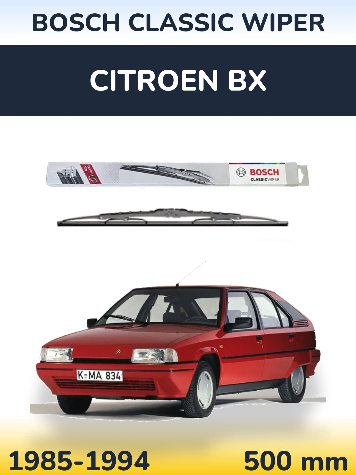Передний дворник BOSCH Classic Wiper 500 мм для Citroen BX 1985-1994
