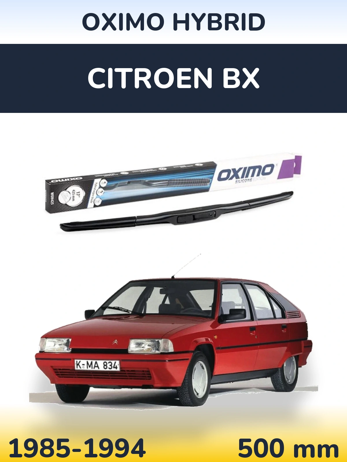 Przednia wycieraczka Oximo Hybrid 500 mm do Citroen BX 1985-1994