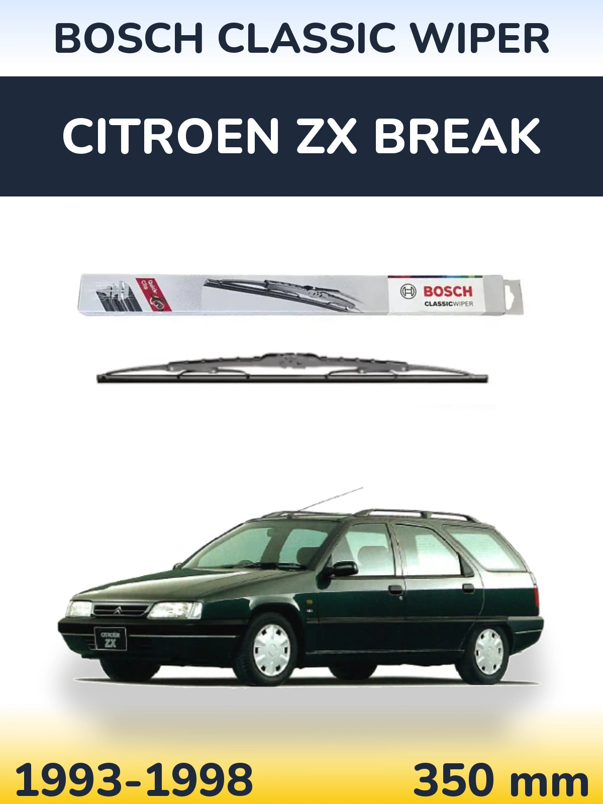 Rear wiper blade BOSCH Classic Wiper 340 mm for Citroen ZX Break 1993-1998