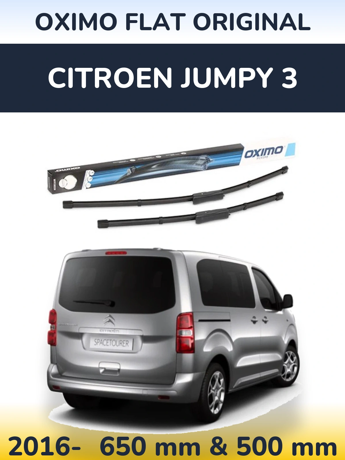 Front wiper blade set Oximo Flat Original 650 & 475 mm for Citroen Jumpy 3 2016-2026
