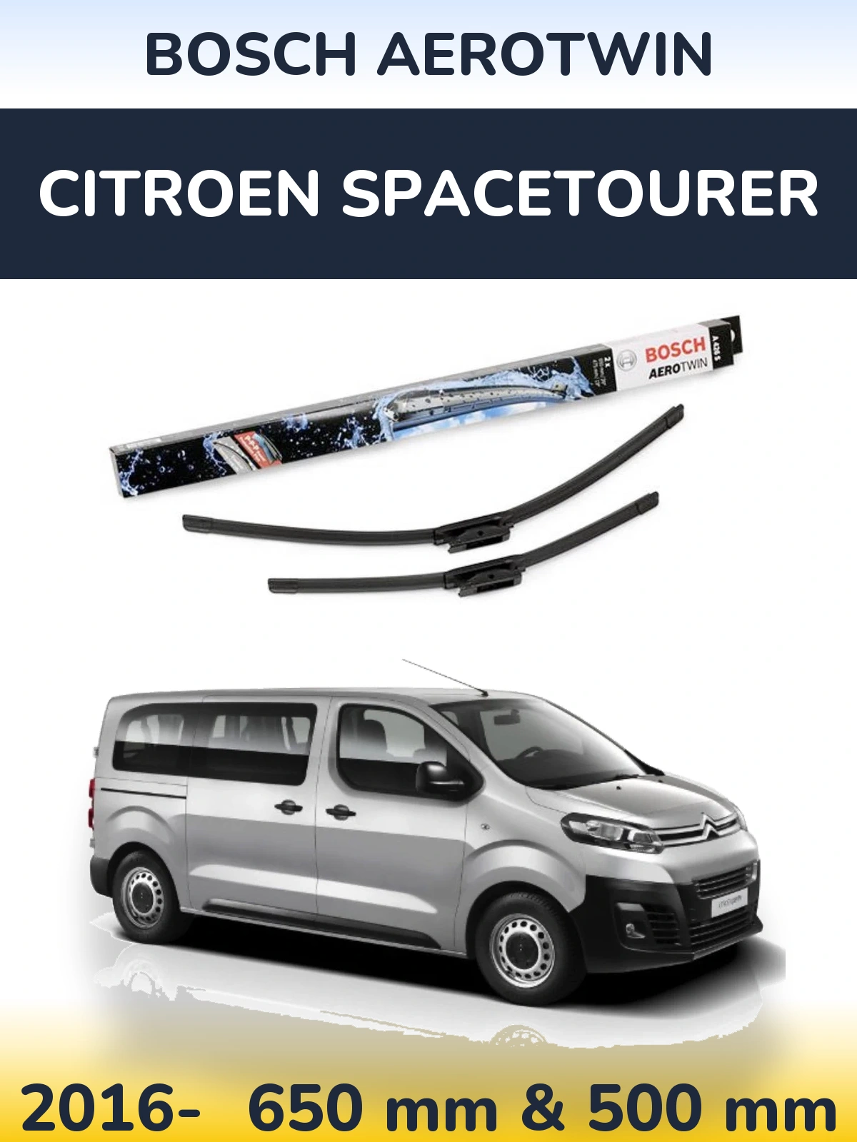 Komplet przednich wycieraczek BOSCH AeroTwin 650 & 475 mm do Citroen SpaceTourer 2016-2026