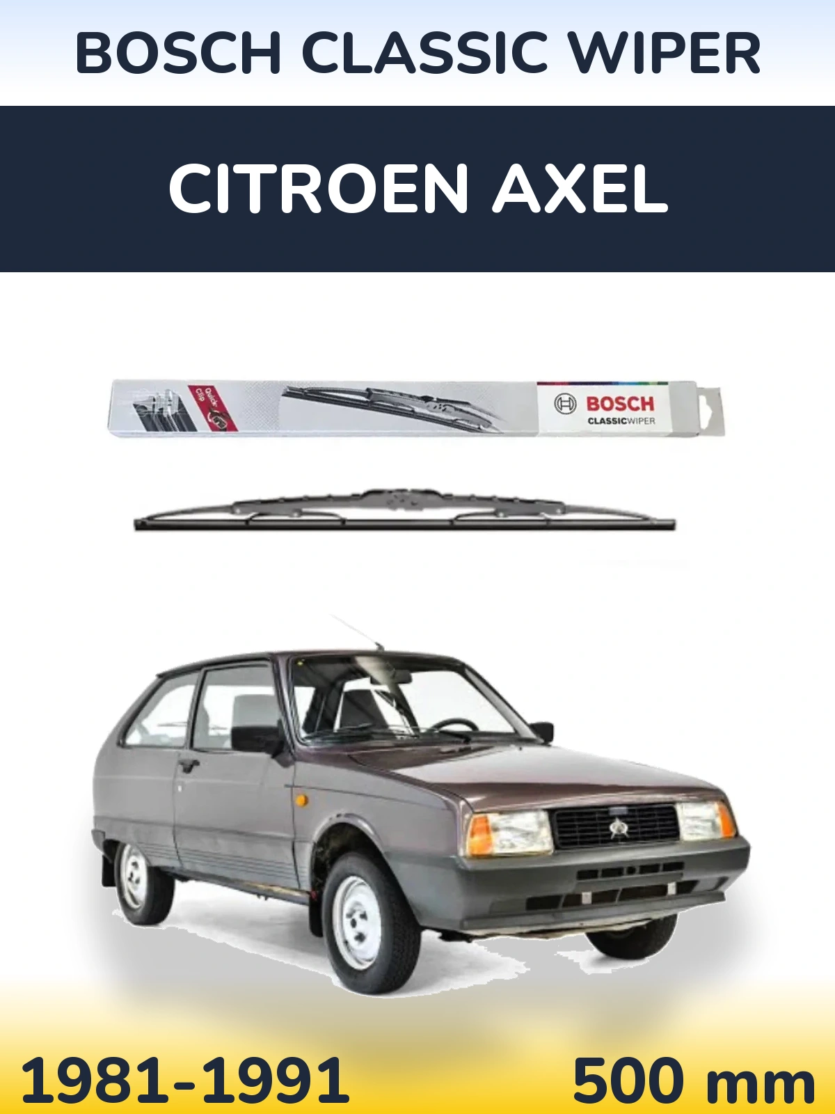 Задня щітка BOSCH Classic Wiper 500 мм для Citroen Axel 1981-1991