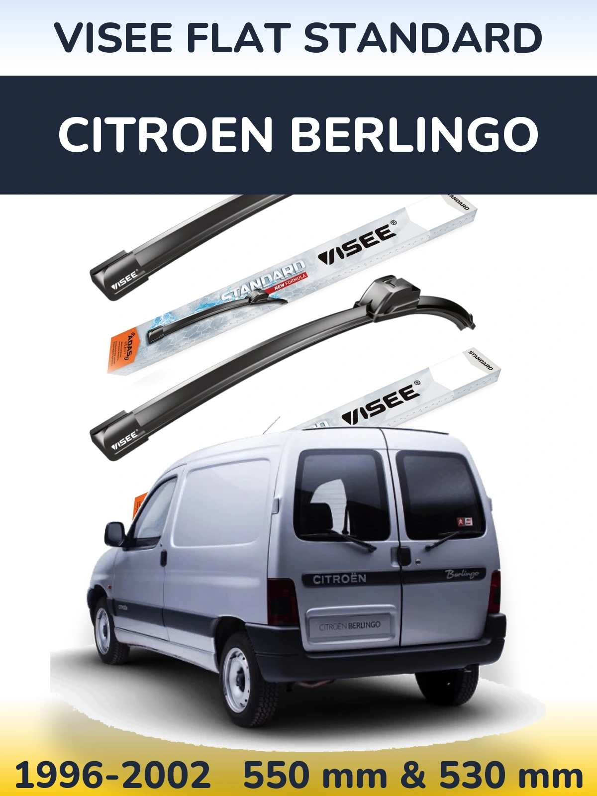 Komplet przednich wycieraczek VISEE FLAT STANDARD 550 & 530 mm do Citroen Berlingo 1996-2002