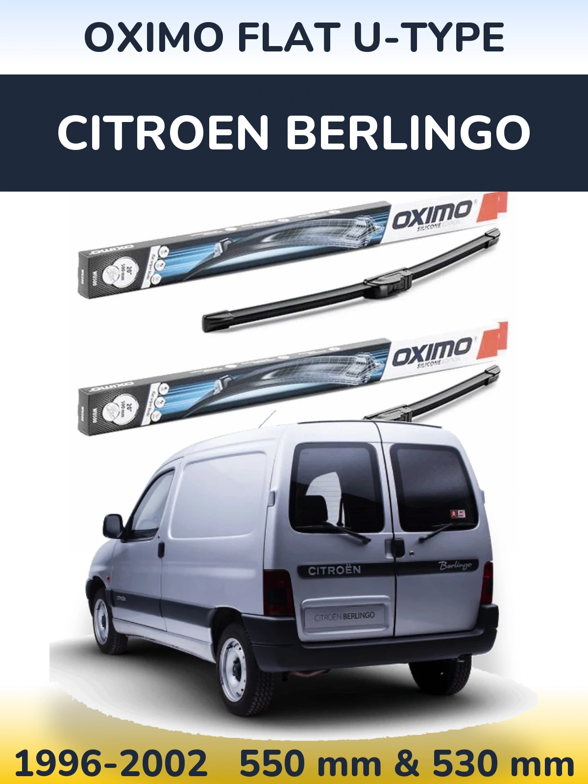 Комплект передних дворников Oximo Flat U-type 550 & 530 мм для Citroen Berlingo 1996-2002