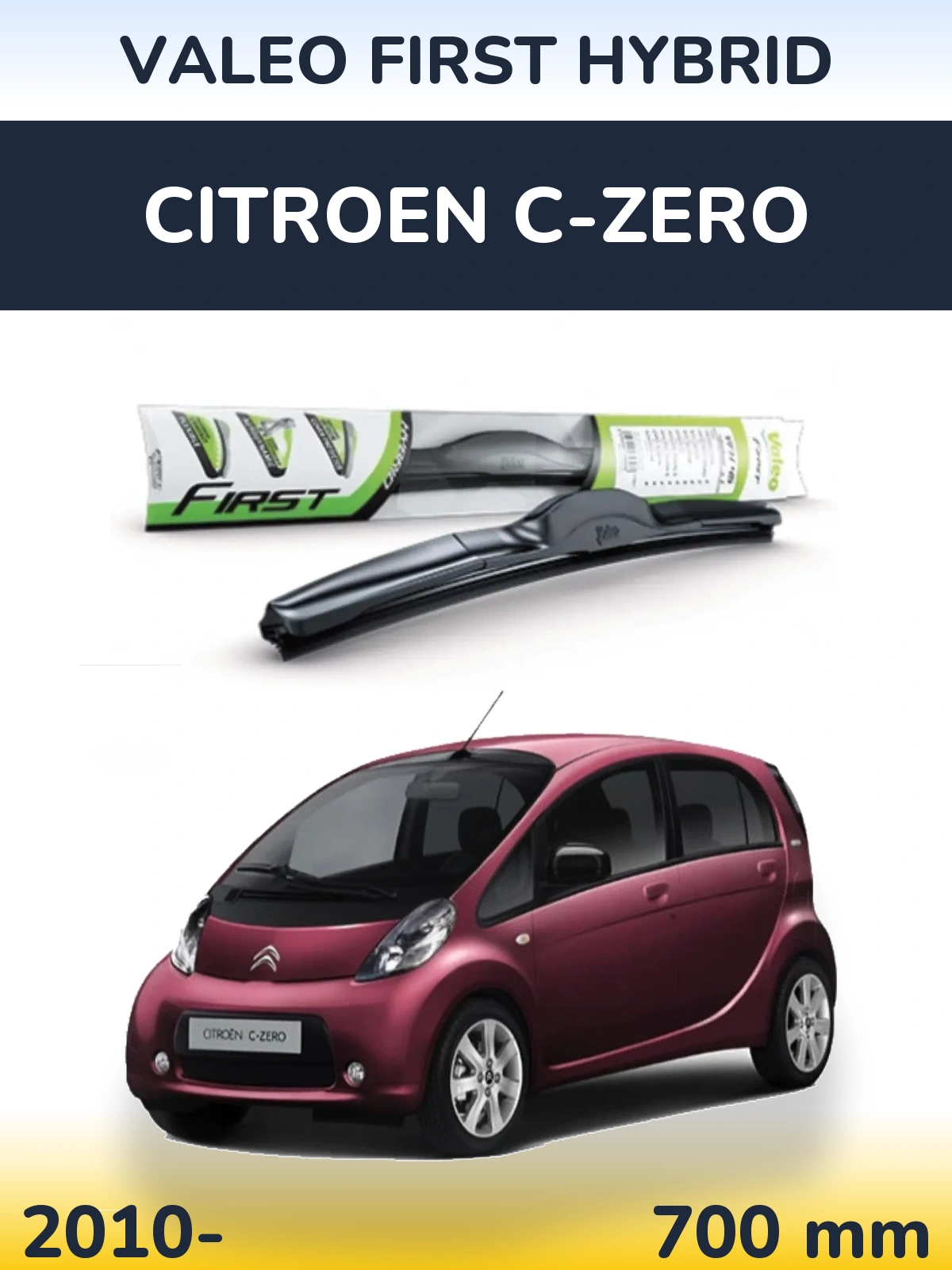 Передний дворник Valeo First Hybrid 700 мм для Citroen C-Zero 2010-2026