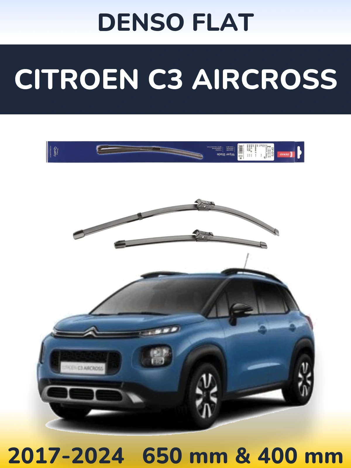 Komplet przednich wycieraczek Denso Flat 650 & 400 mm do Citroen C3 Aircross 2017-2024