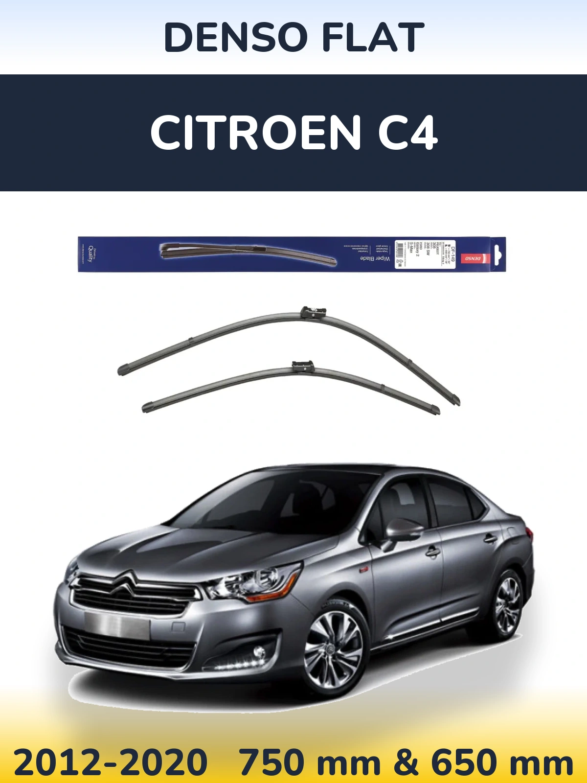 Komplet przednich wycieraczek Denso Flat 750 & 650 mm do Citroen C4 2012-2020