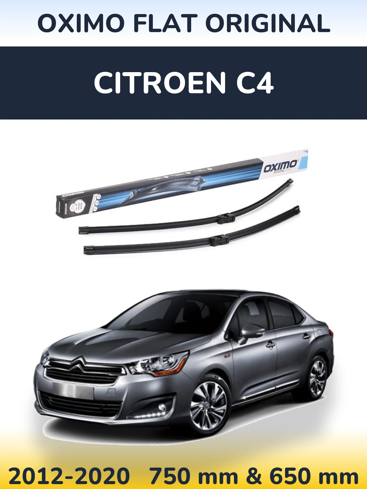 Комплект передних дворников Oximo Flat Original 750 & 650 мм для Citroen C4 2012-2020