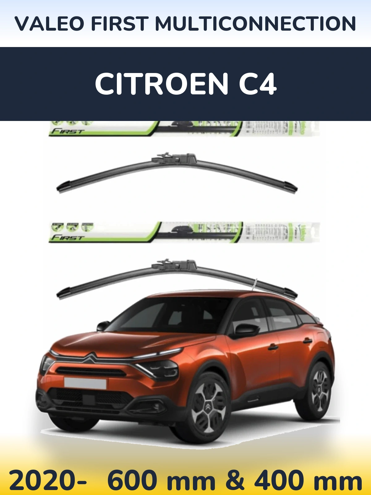 Komplet przednich wycieraczek Valeo First MultiConnection 600 & 400 mm do Citroen C4 2020-2026