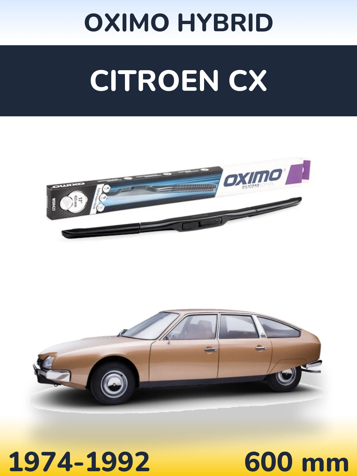 Front wiper blade Oximo Hybrid 600 mm for Citroen CX 1974-1992