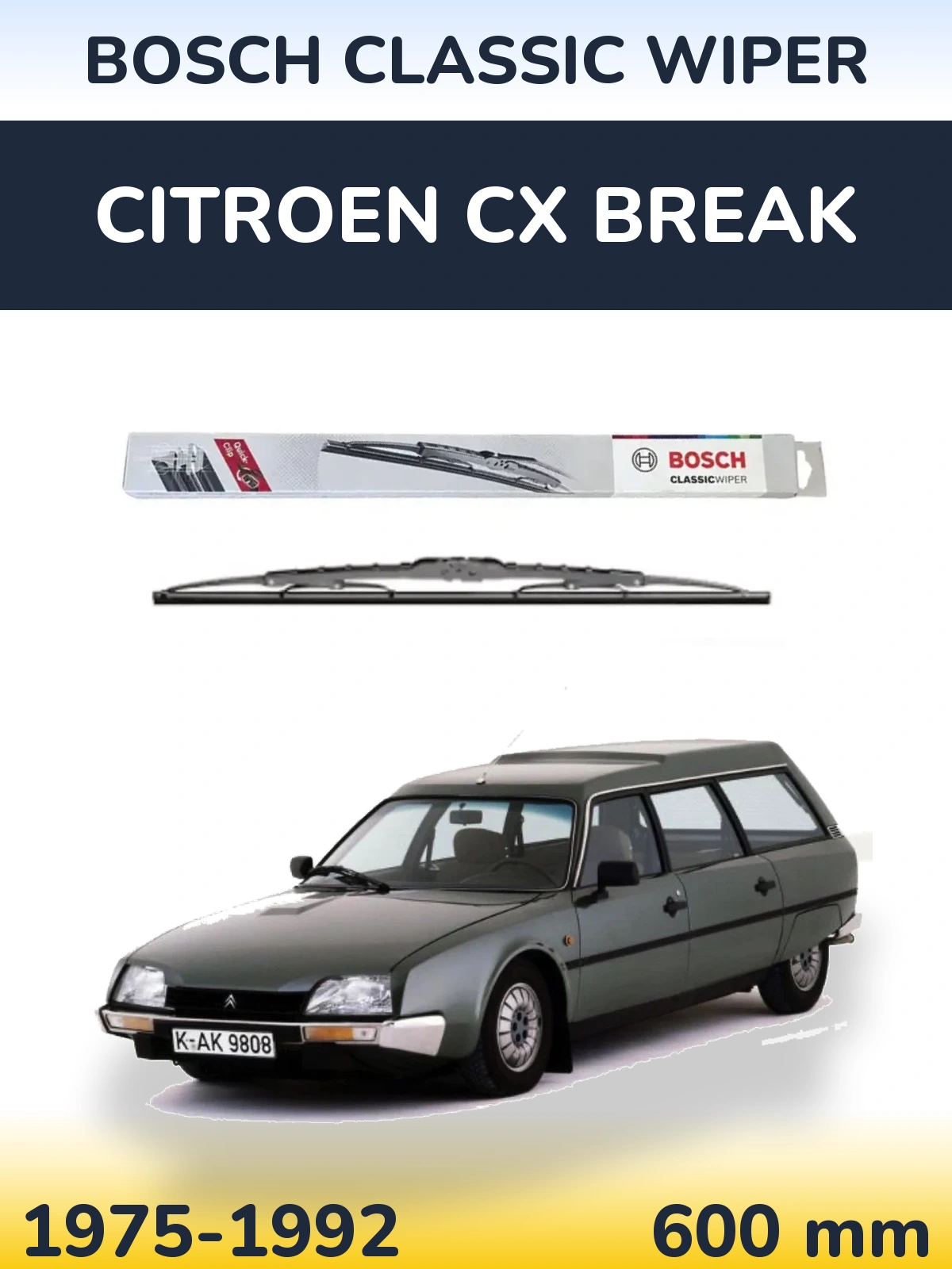 Передня щітка BOSCH Classic Wiper 600 мм для Citroen CX Break 1975-1992