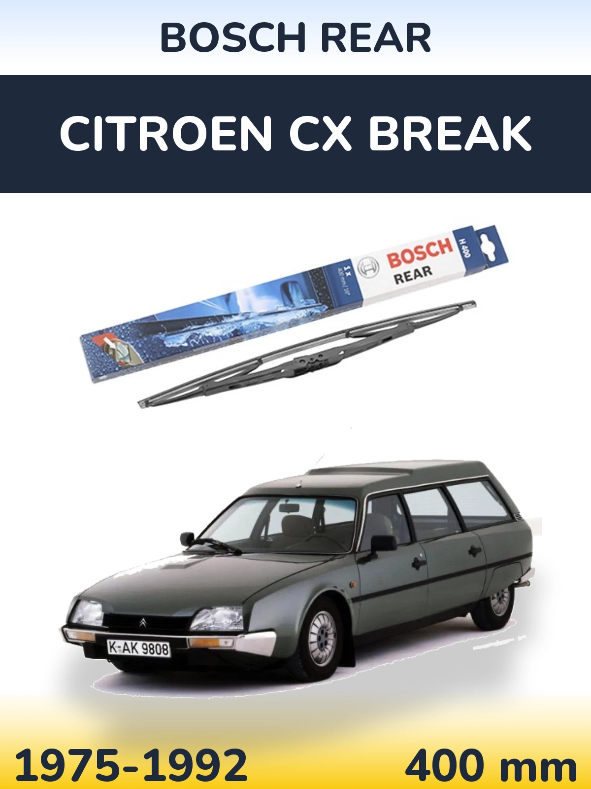 Rear wiper blade BOSCH Rear 400 mm for Citroen CX Break 1975-1992