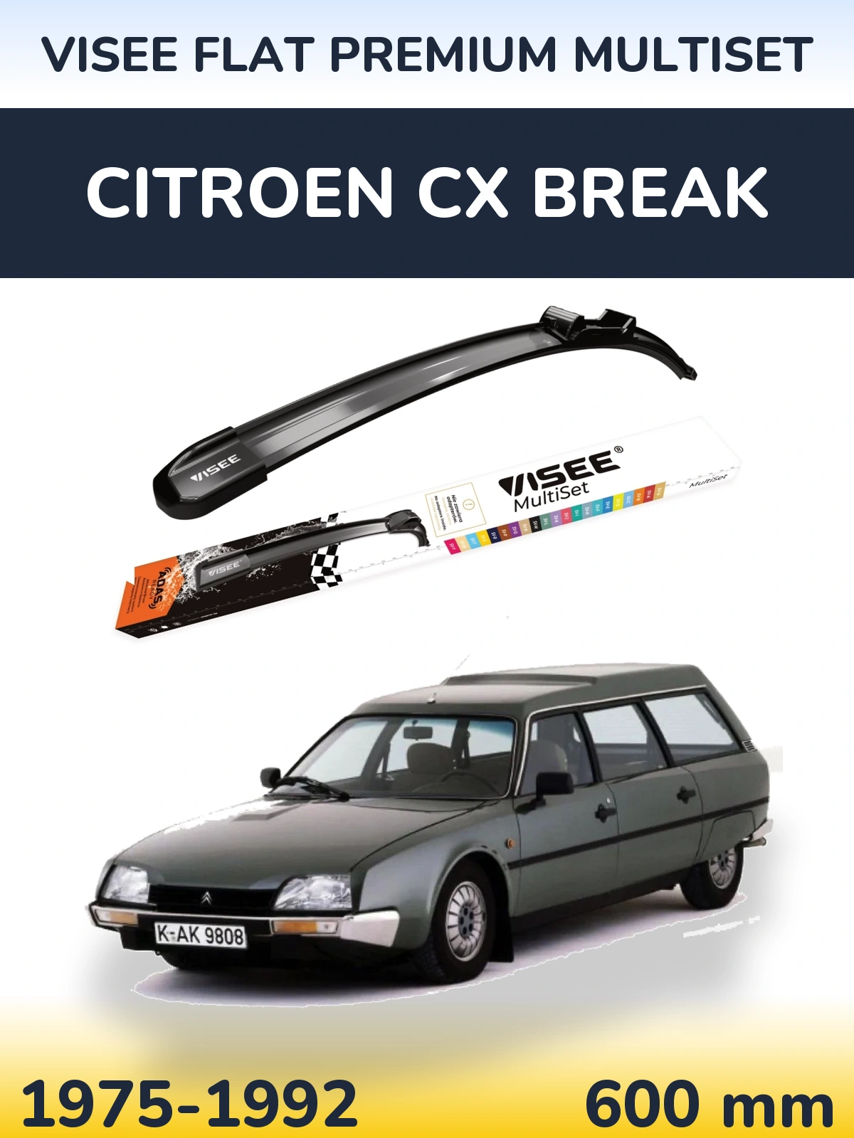 Передня щітка VISEE FLAT PREMIUM MultiSet 600 мм для Citroen CX Break 1975-1992