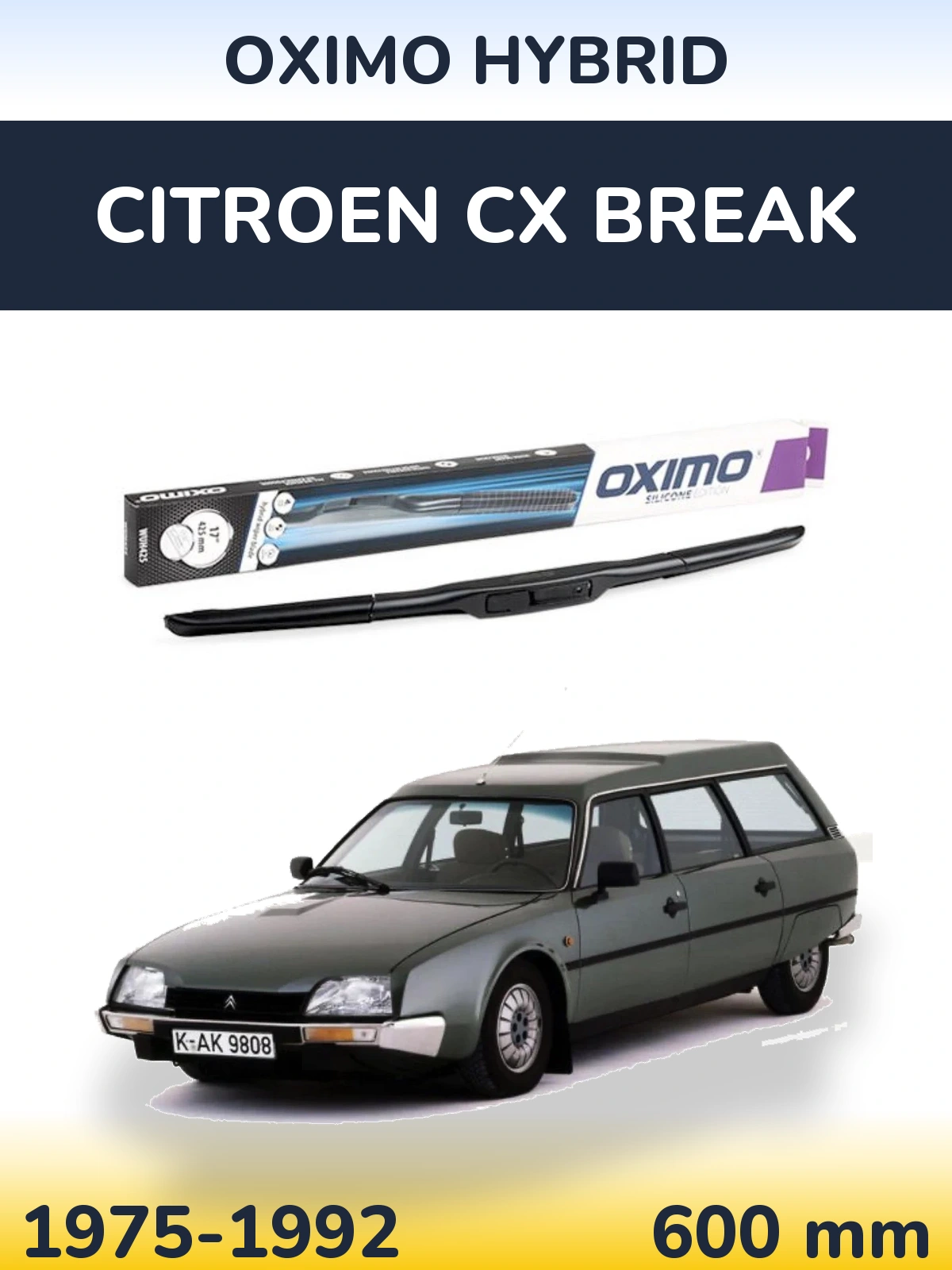 Przednia wycieraczka Oximo Hybrid 600 mm do Citroen CX Break 1975-1992