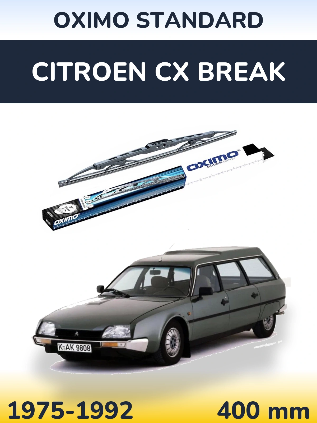 Rear wiper blade Oximo Standard 400 mm for Citroen CX Break 1975-1992
