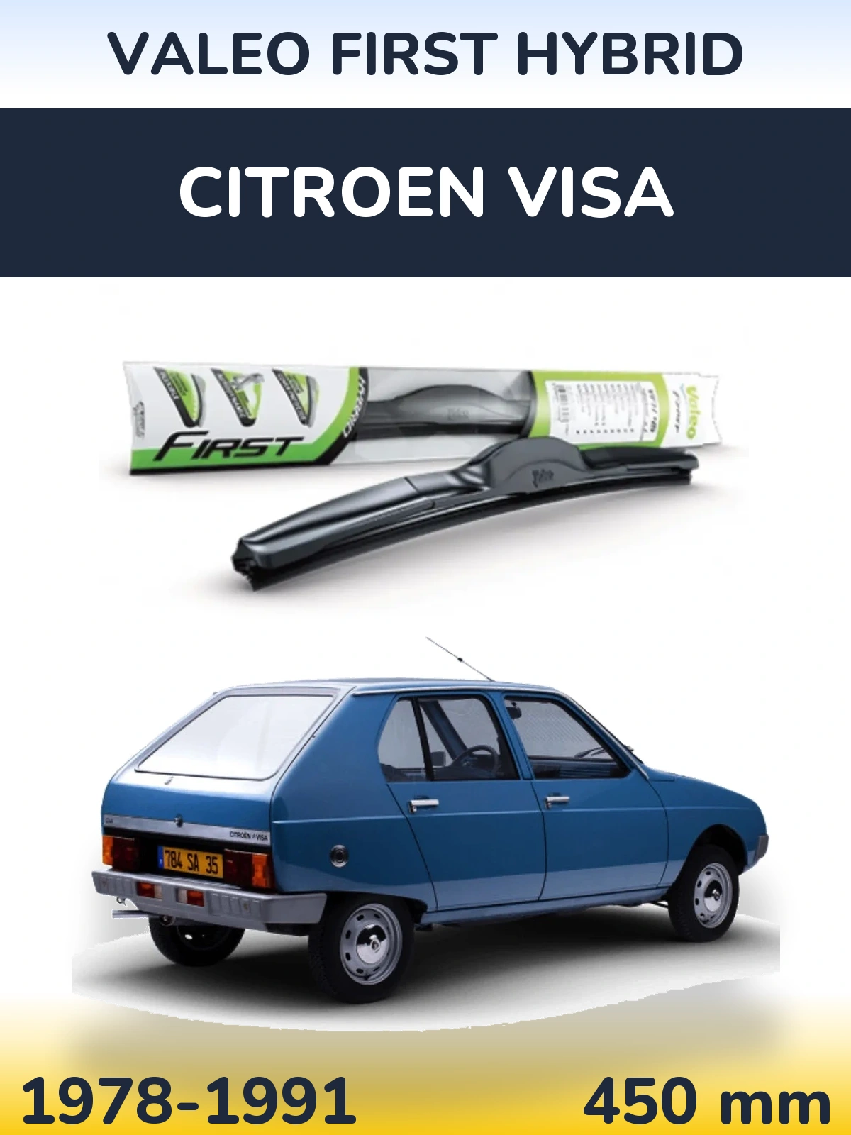 Передний дворник Valeo First Hybrid 450 мм для Citroen Visa 1978-1991