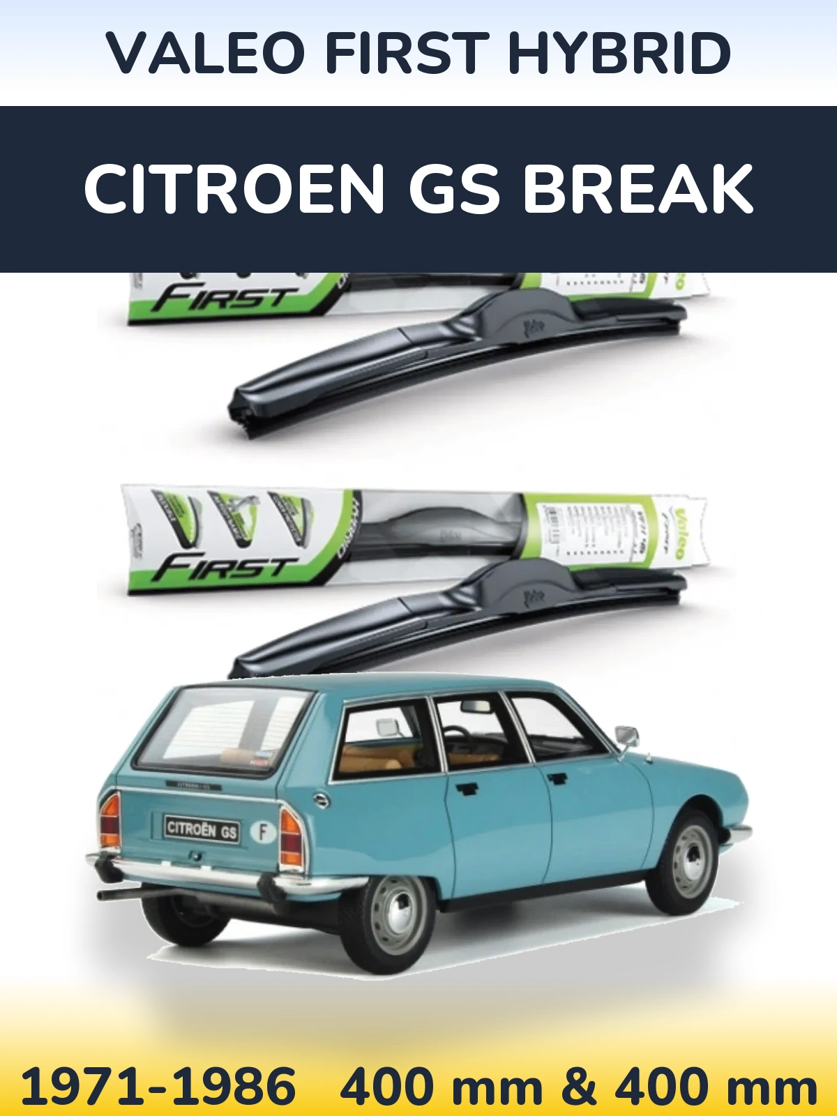 Комплект передних дворников Valeo First Hybrid 400 & 400 мм для Citroen GS Break 1971-1986