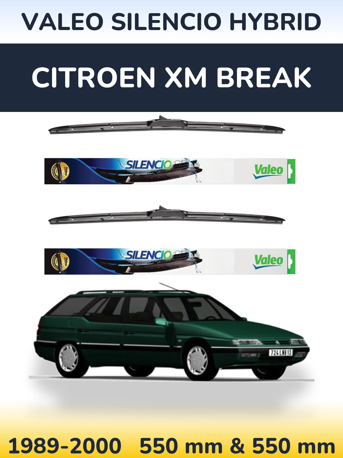 Комплект передних дворников Valeo Silencio Hybrid 550 & 550 мм для Citroen XM Break 1989-2000